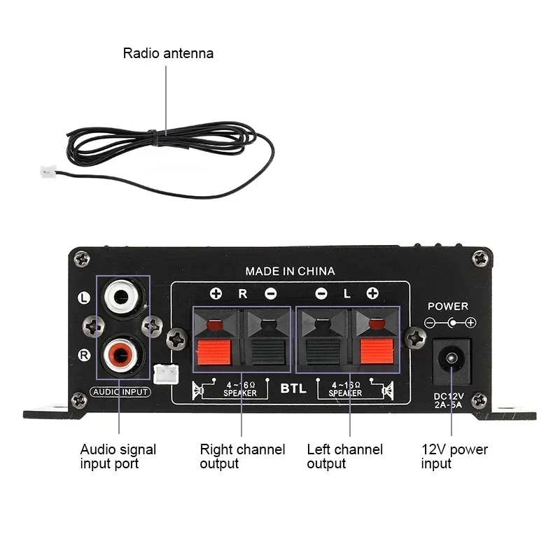 2 Channel bluetooth HiFi Power Amplifier AK380/AK370/AK170 400W*2 Home Car Audio Class D Remote Control FM Radio AUX USB/SD