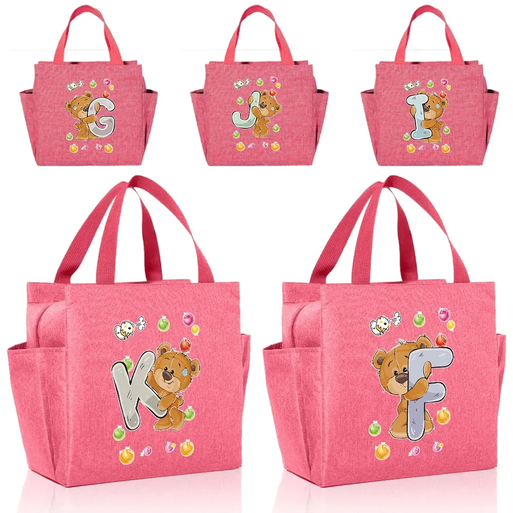 【Fast Delivery】Portable Insulated Lunch Bag for Kid Cutegirl Boy Leakproof Original Design Lunch Box Bear Letter Series Printing