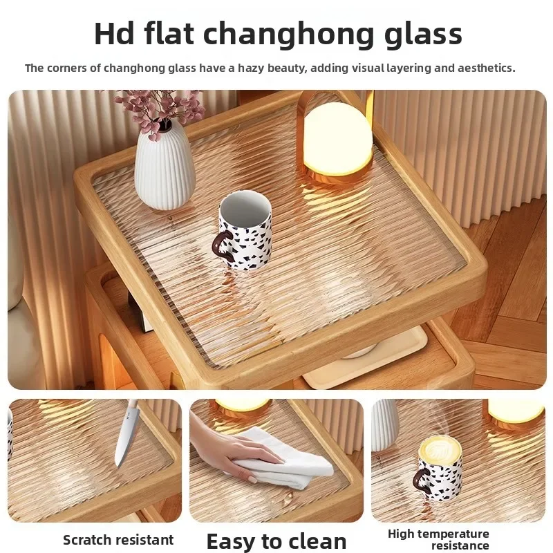 جميع طاولات السرير المصنوعة من الخشب الصلب، طاولة بجانب السرير بسيطة وحديثة، عدد قليل من طاولة تخزين بجانب السرير لغرفة النوم المنزلية الفاخرة الخفيفة