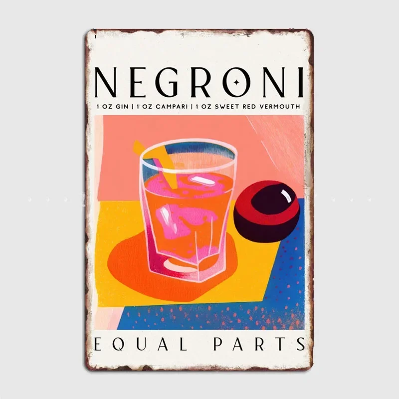 Negroni Cocktail Abstract Beer Poster Metal Sign Posters Room Decoration Indoor Custom Decor  Bar Home Decor Wall Decorations