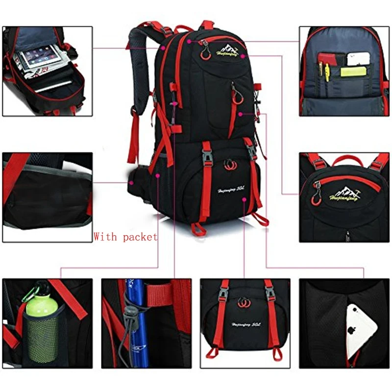 Large Capacity Trekking Backpack Travel Bag With Shoe Packet Mountaineering Sports Bag Man Waterproof Camping Backpack Men Women