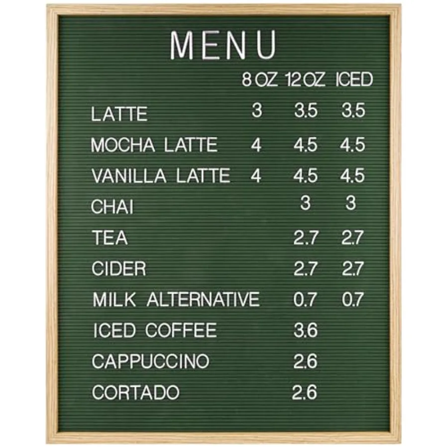 

24 x 30 Inch Framed Felt Message Board Large Changeable Letter Board with 966 Letters Wall Mounted Display Board for Cafés, Ret