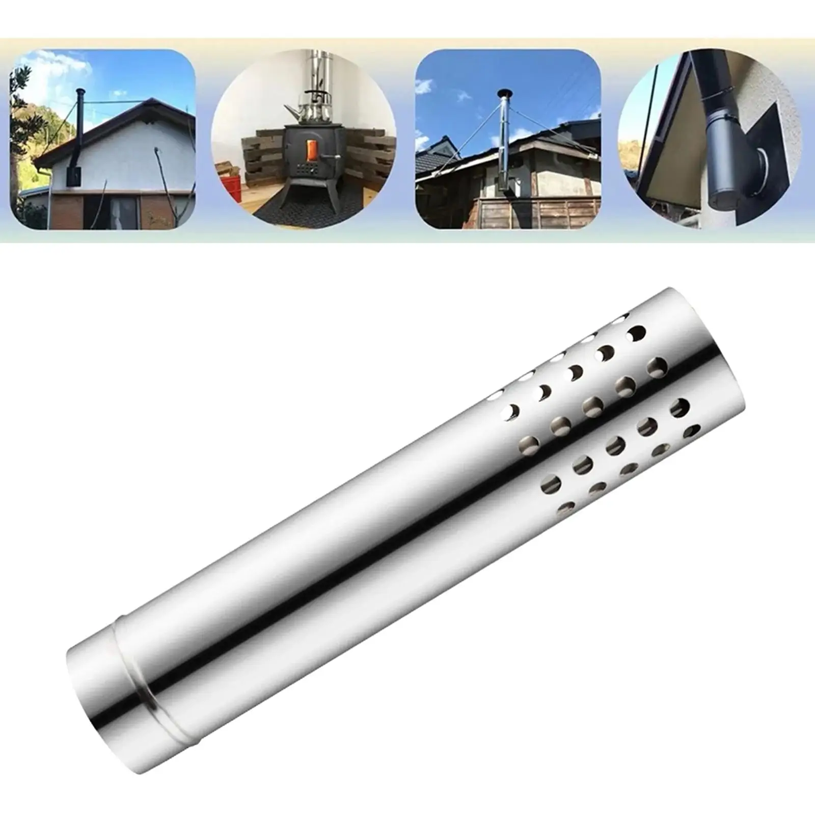 Straight Flue Extension Tube Chimney Pipe Tent Pipe Fire Place Fittings Tents for Winter Heater Hiking Outdoor Burner Camping