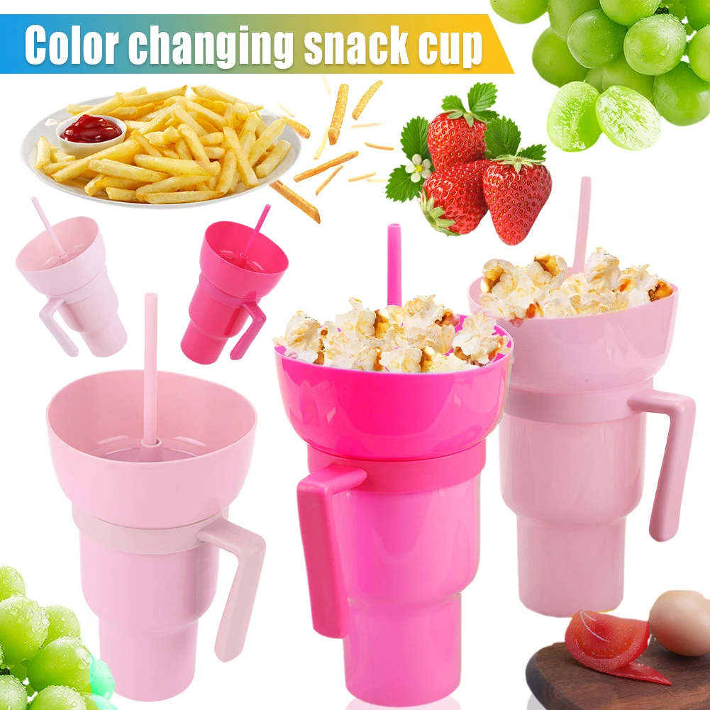 2 قطعة 1000 مللي 2 في 1 كوب سفر مع وعاء للوجبات الخفيفة متعدد الوظائف ملعب بهلوان مانعة للتسرب كوب مشروبات الفشار كوب وعاء كومبو #1