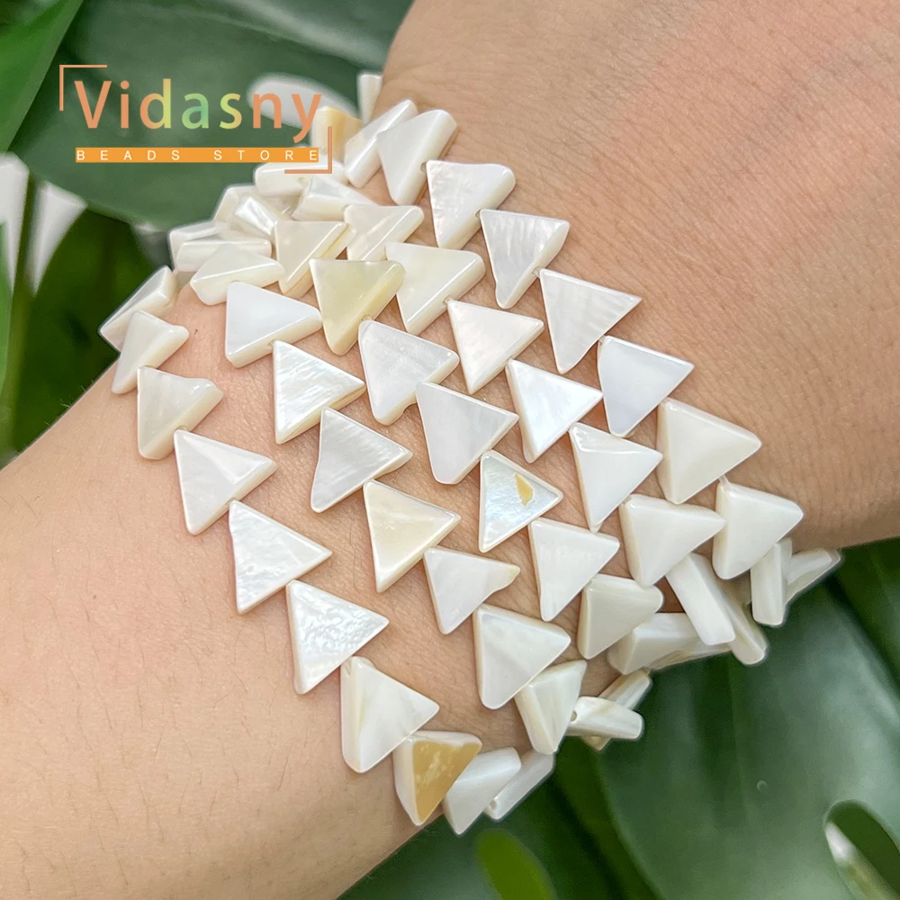 Natürliche 10 x 8 mm große Perlen, weiße Dreieck-Muschel-Abstandsperlen für die Schmuckherstellung, DIY-Armband, Ohrringe, Zubehör, Geschenke für Frauen – Detail 6
