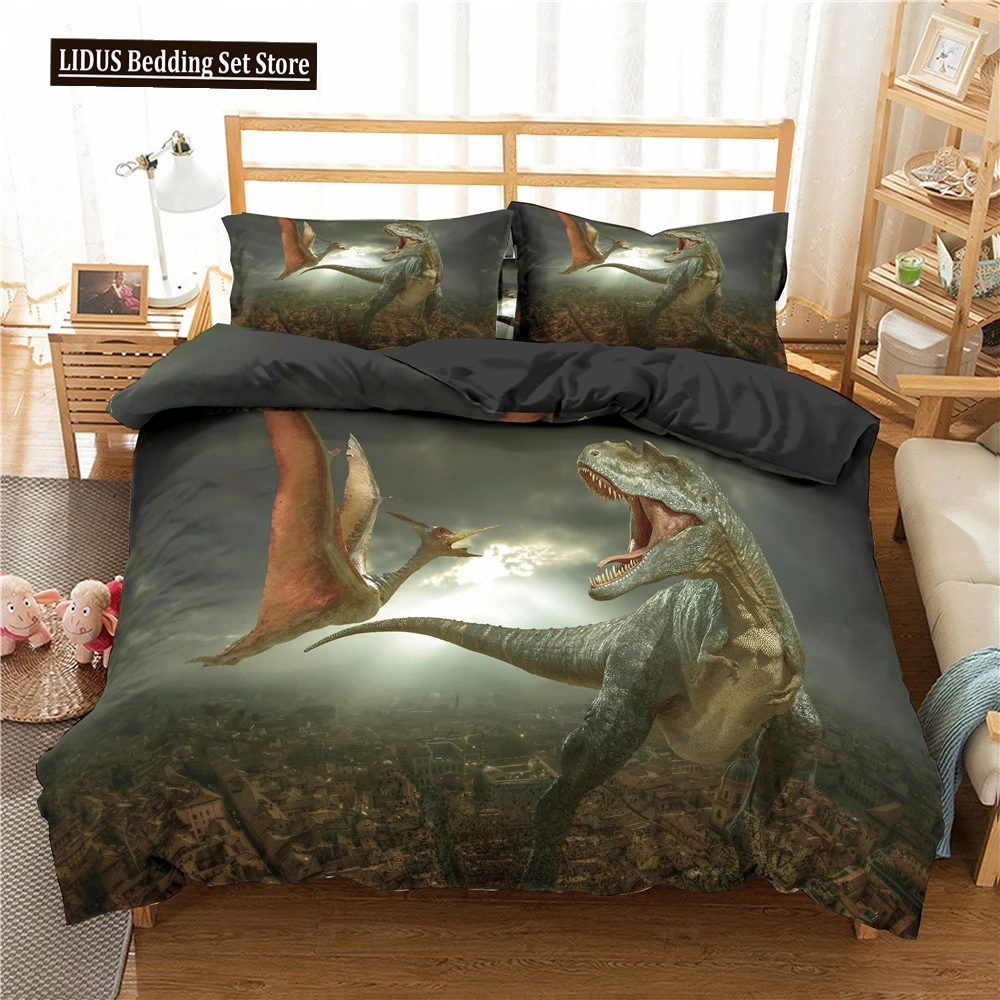 

3D Print Dinosaur Duvet Cover Set Twin Full Queen King Size Comforter Cover Animals For Kid Boy Girl Teen Polyester Bedding Sets