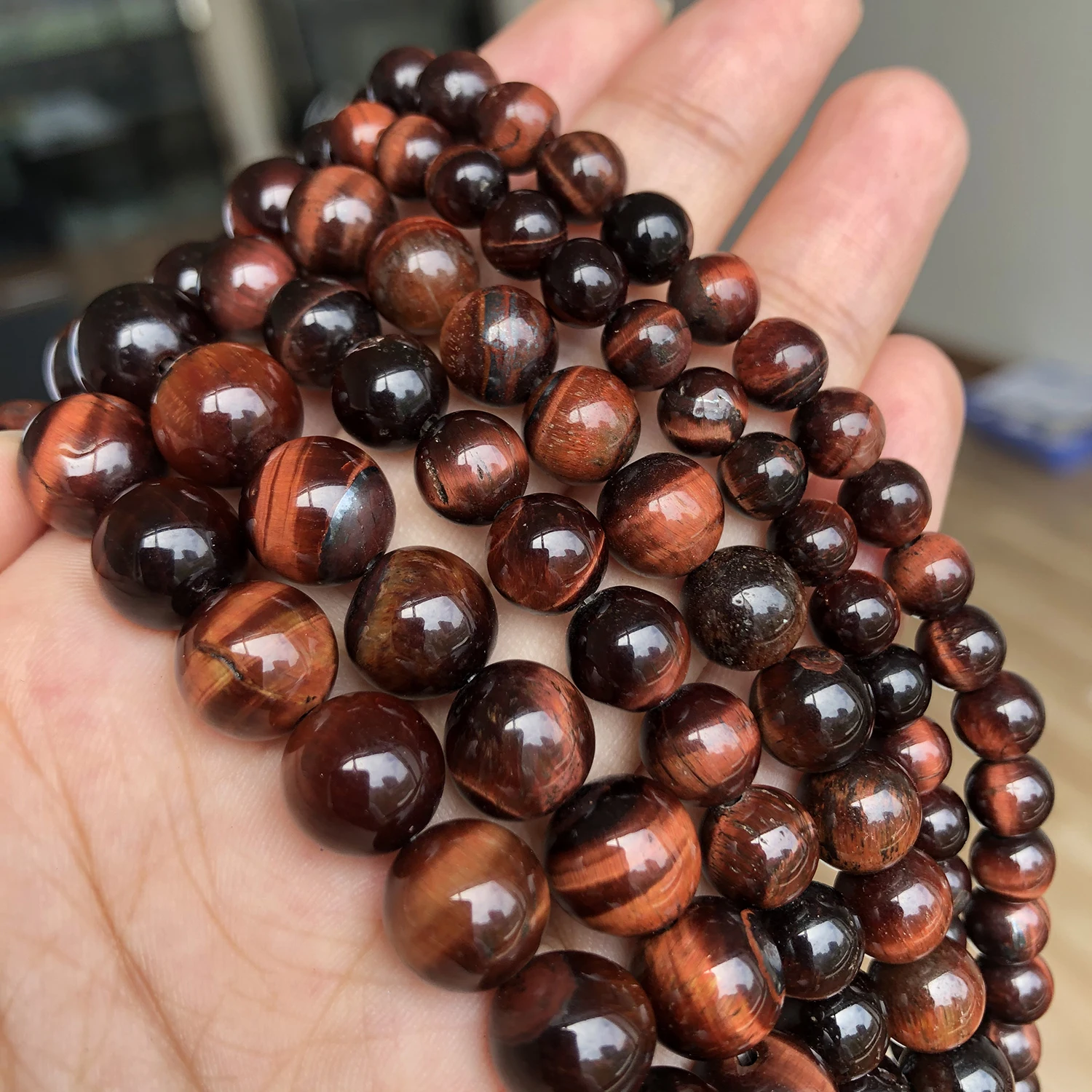 4/6/8/10/12mm Natural Stone Red Tiger Eye Beads Round Loose Spacer Beads Pick Size For DIY Making Bracelet Necklace Jewelry 15‘