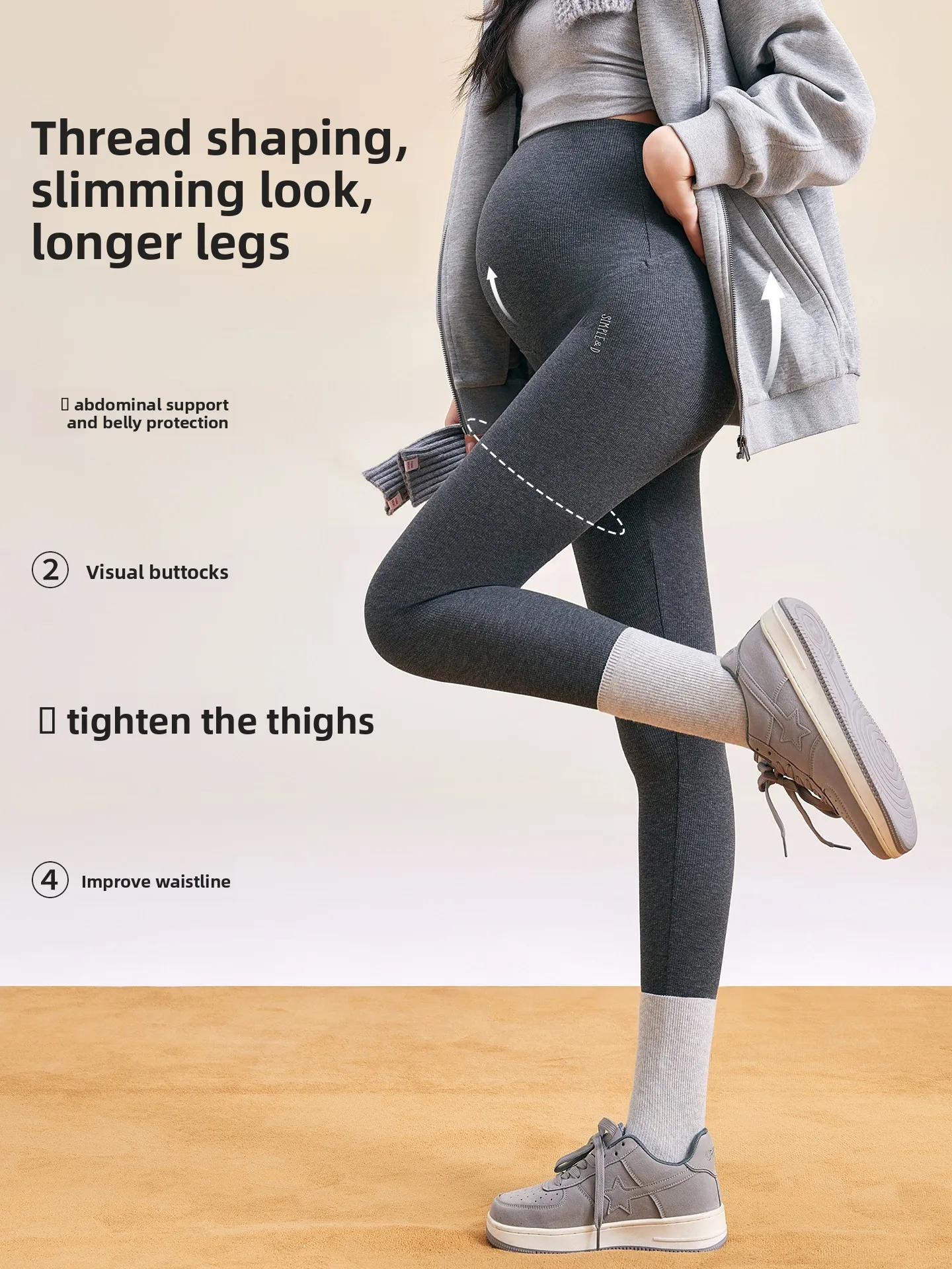 กางเกงโยคะเอวสูง Materni สวมใส่สบาย รองรับหน้าท้อง เหมาะสำหรับใส่เป็นเสื้อนอก ฤดูใบไม้ผลิ ฤดูใบไม้ร่วง ผ้าผสมฝ้าย กางเกงขายาวสำหรับผู้หญิง