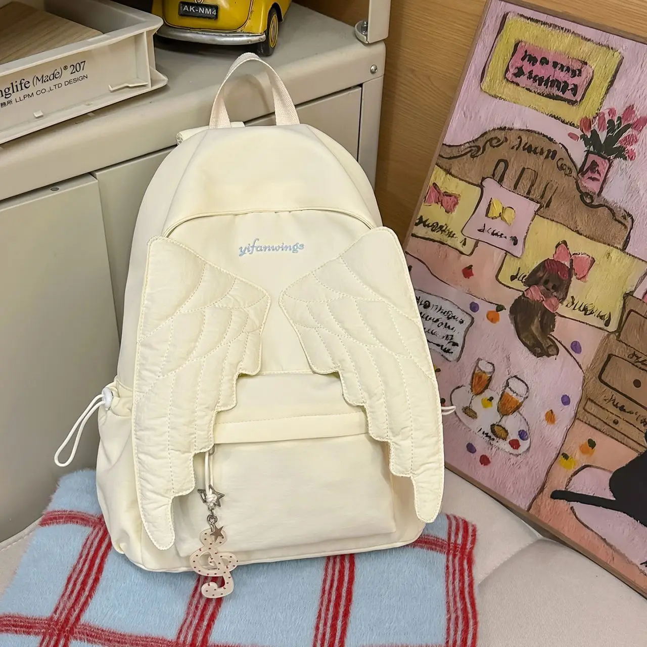 Rucksack für Damen „Angel's Wings“ Koreanische Mode Süßer Rucksack mit hoher Kapazität 3D Wing Girls