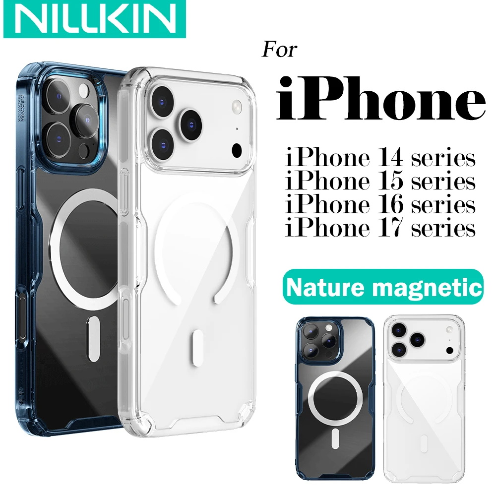 

NILLKIN для IPhone 17 Pro Max 16 Pro Max 17 Air 15 Pro 14 Pro Max 14 Pro MagSafe Магнитный прозрачный мягкий силиконовый чехол для телефона