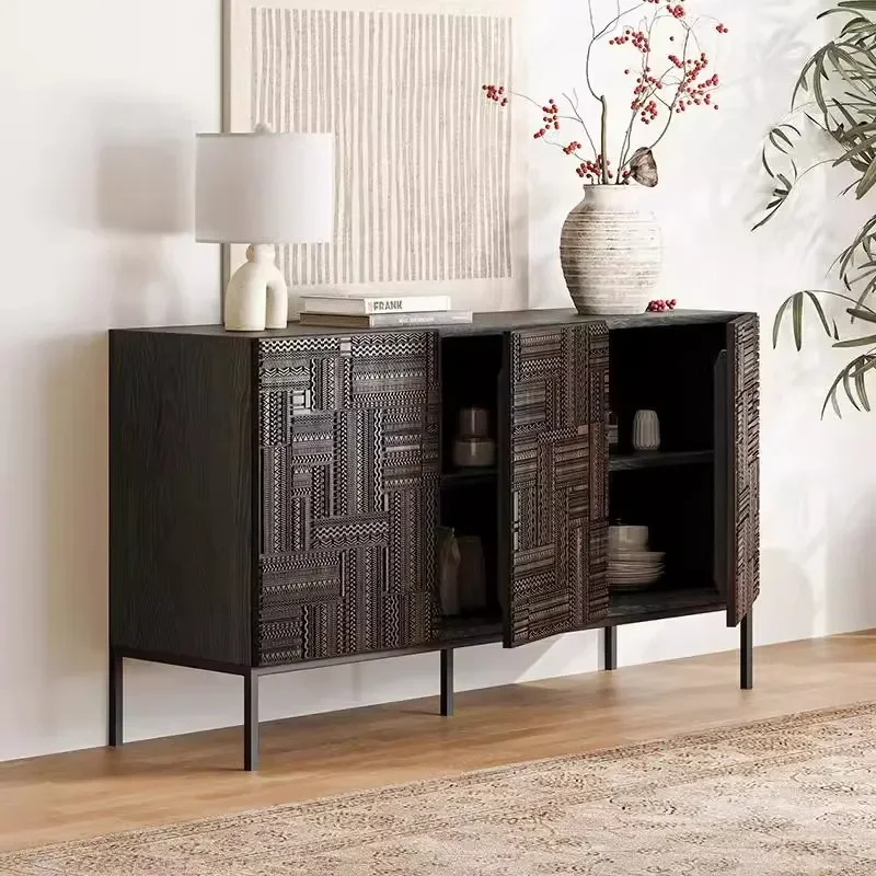 

French solid wood dining side cabin et household livin g roo m carve d wall locker sof a ba ck ca binet