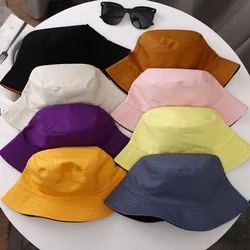 Fashion Women Double Sided Bucket Hat Fisherman Outdoor Travel Sun Cap for Cyclings Hip Hop Panama Simple Two Sides Accessories