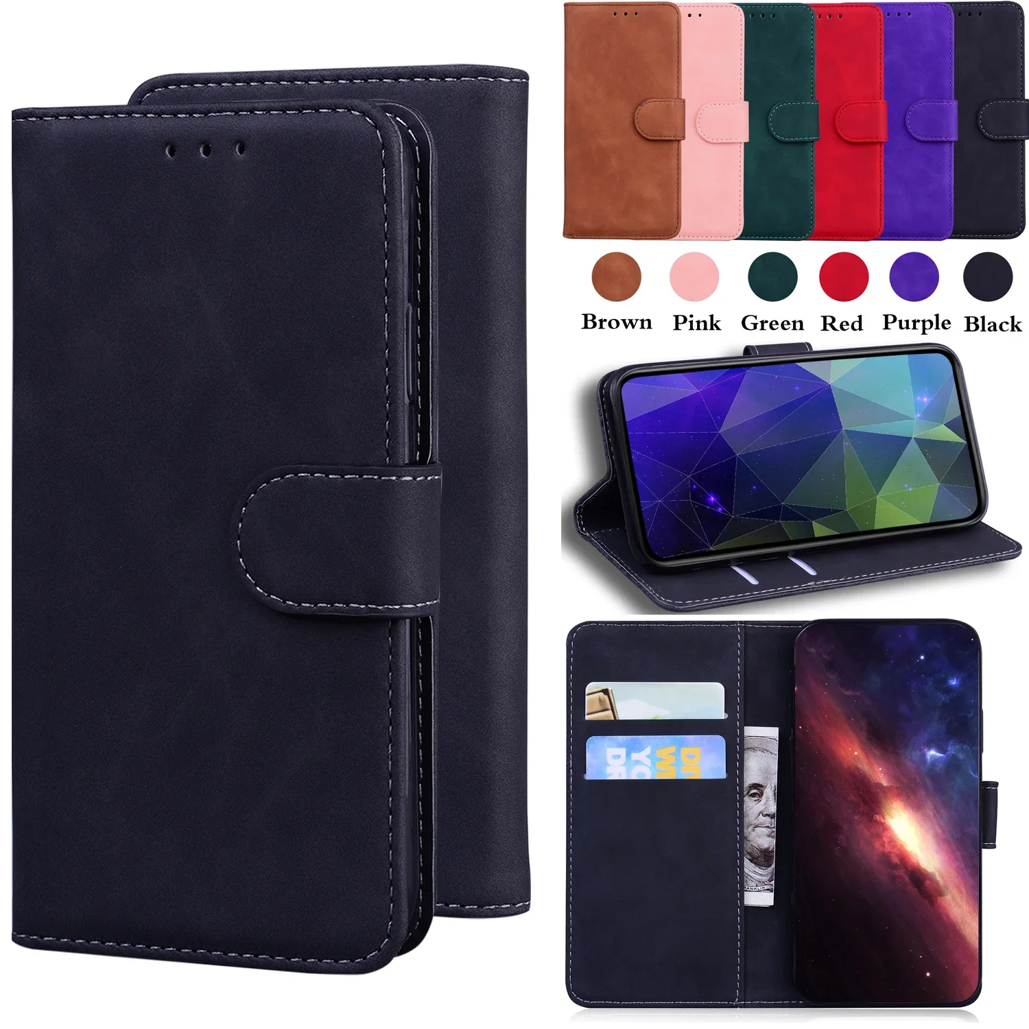حافظة جلدية قابلة للطي لهاتف OPPO Reno 13 12 12f 11 11f 10 Pro 5G محفظة بطاقة غطاء هاتف coque
