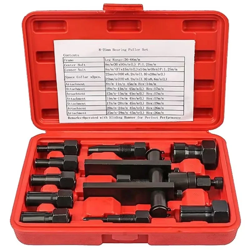 10pcs Practical Bearing Puller Motorcycle Bearing Removal Tool Puller with Box Motorcycle Internal Bearing Puller Kits