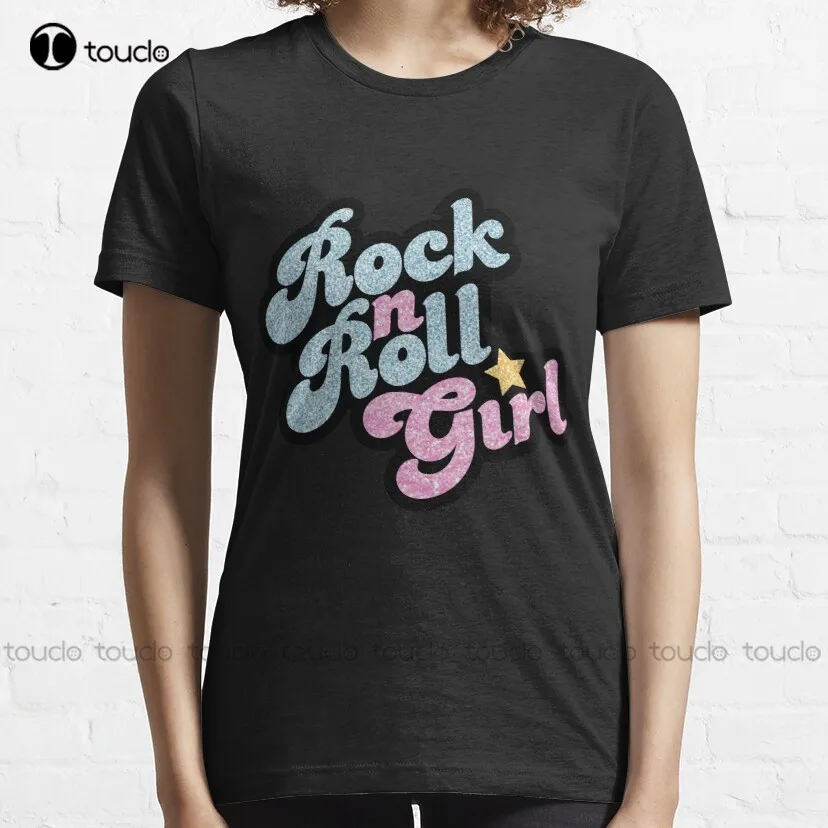 Rock N' Roll Girl 70S Curly Classic T-Shirt Orange Shirt Custom Aldult Teen Unisex Digital Printing Tee Shirt Fashion Funny New