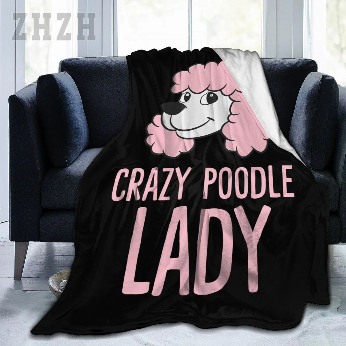 Blanket Crazy Poodle Dog Lady Flannel Multifunction Outdoor Camping Sofa Cover Keep Warm