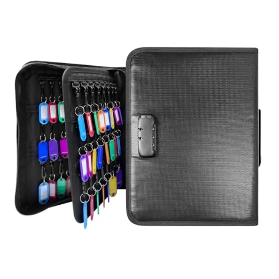 

150 Position Key Organizer with Combination Lock Waterproof Fireproof Zippered Key Case Key Holder Box for Rental Management Re