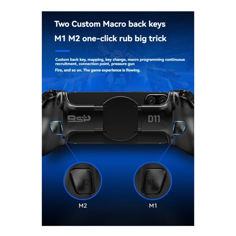 D11 Stretching Wireless Game Controller for SWITCH/Android/ IOS Tablet Multi-Function Streaming Joystick Black