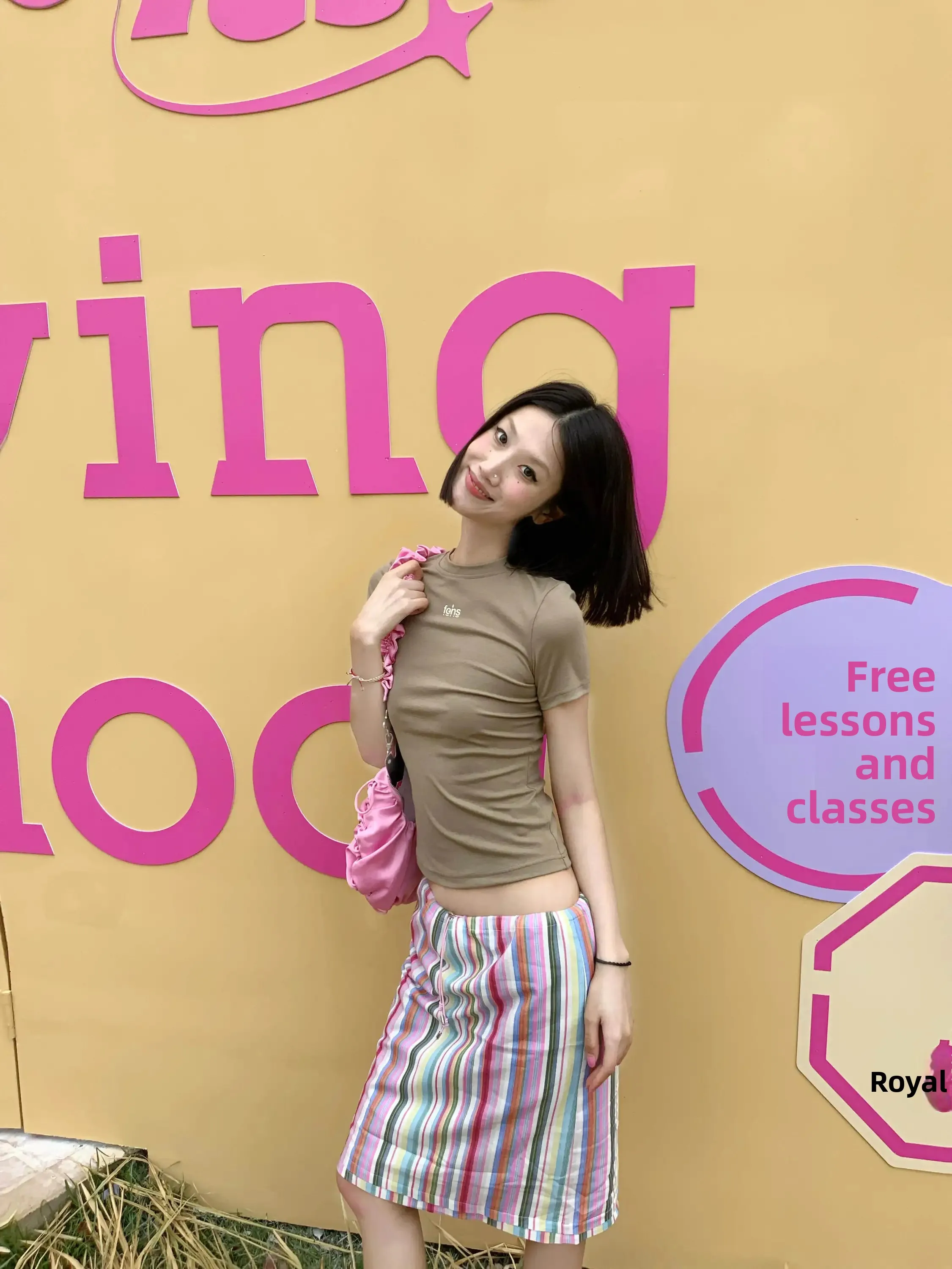 Adjustable Drawstring Design Holiday Striped  Women's mid Waist Straight Cut  Skirt with Inner Tube Top for Sprin...
