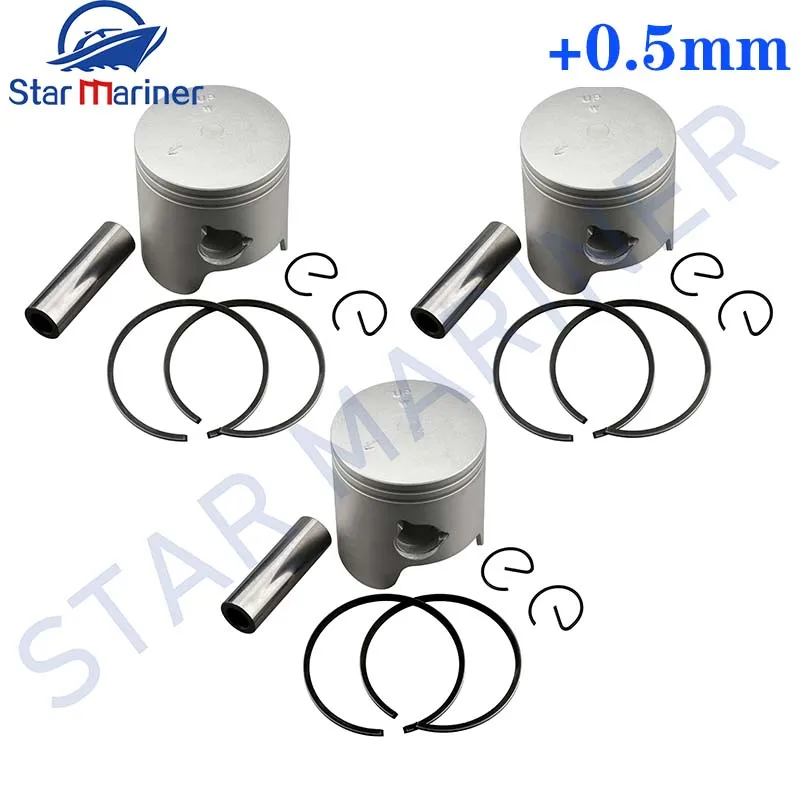 6K5-11636 Piston Set (+0.50MM) 6K5-11601-22-00 Piston Ring 72.5MM For Yamaha 60HP 6K5-11636-03-00 6K5-11601-22 6K5-11636-03-00