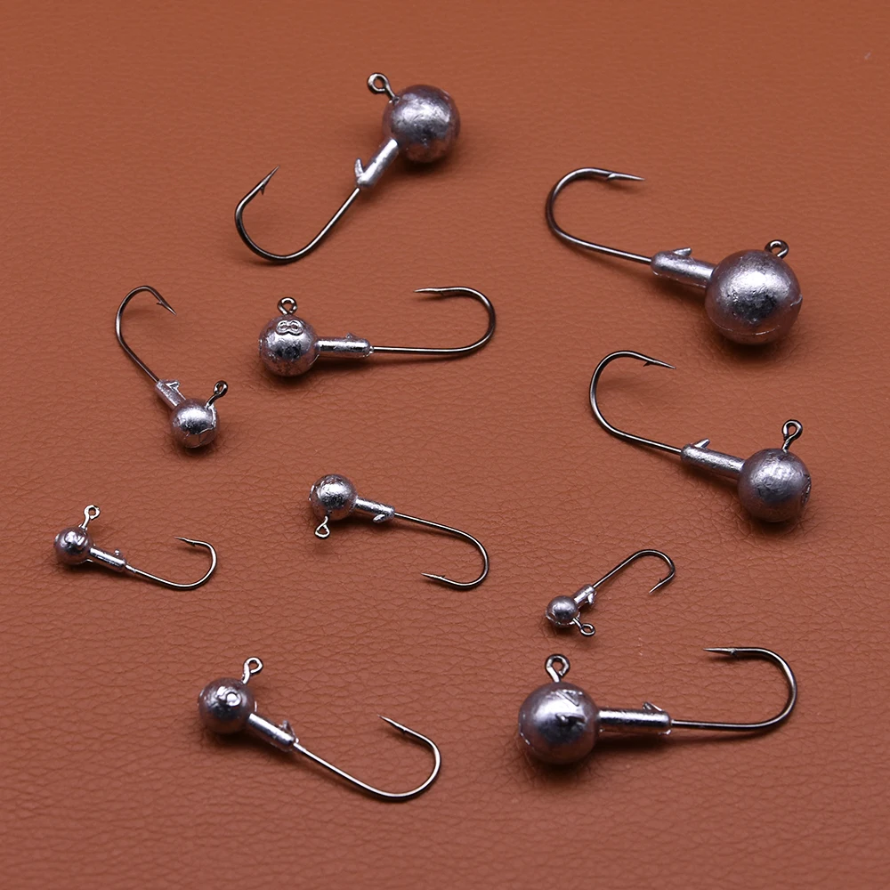 Mr.Lurion 50 Stück 1,5 g/2 g/3 g/5 g/7 g/9 g/10 g/14 g/18 g/22 g/28 g Jighaken mit rundem Kopf, weiche Köderhaken zum Angeln – Detail 2
