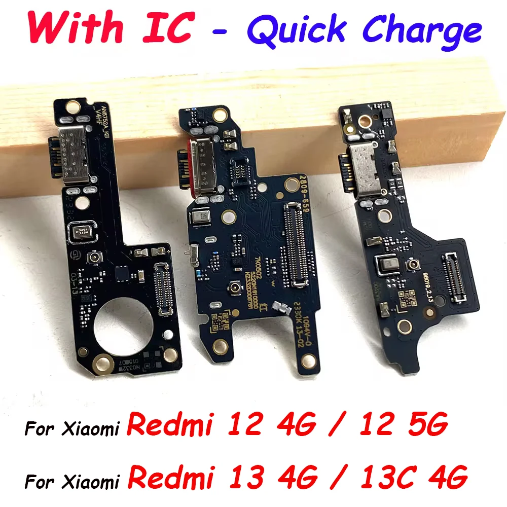 NEW USB fast Charging Port Dock Charger Plug Connector Board Flex Cable For Xiaomi Redmi 12C 13C 12 4G 5G With Microphone