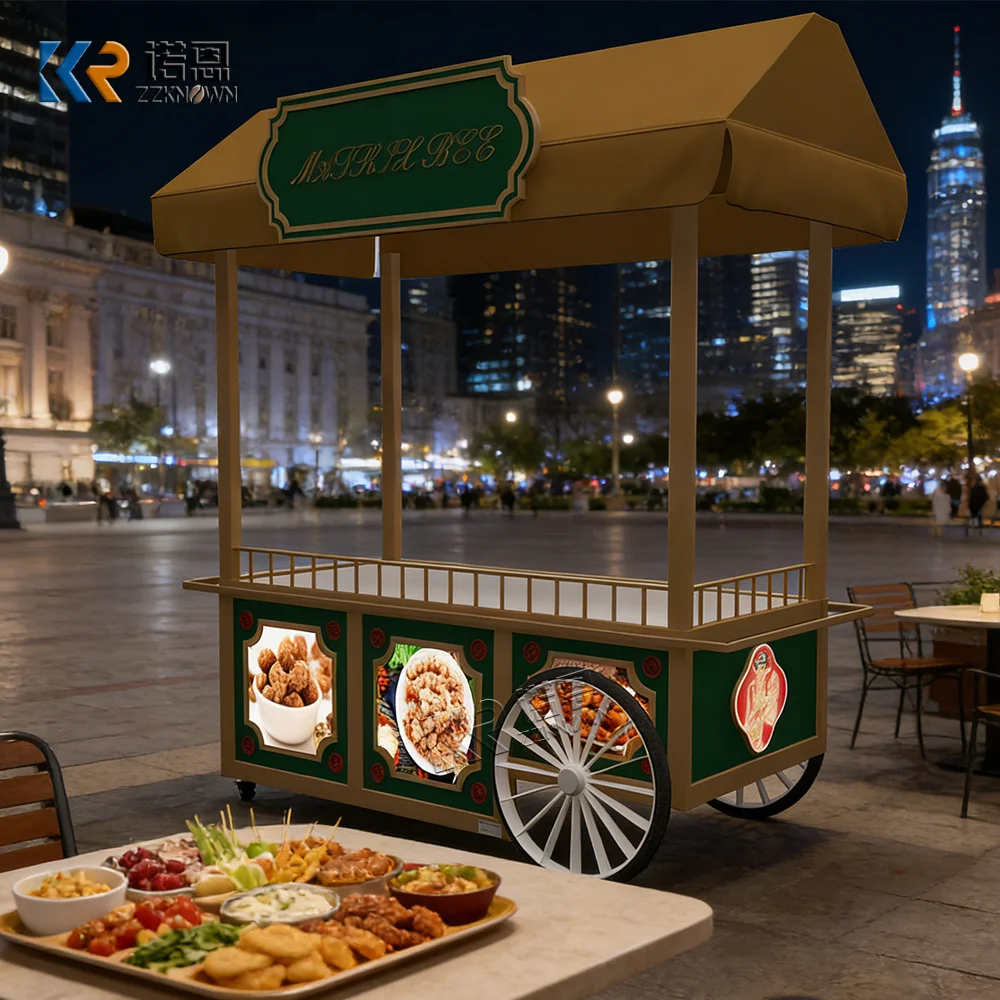 Premium Outdoor Food Cart Mobile Street Dessert Coffee Snack Kiosk Luxury Vendor Ice Cream Cart For Retail Operation