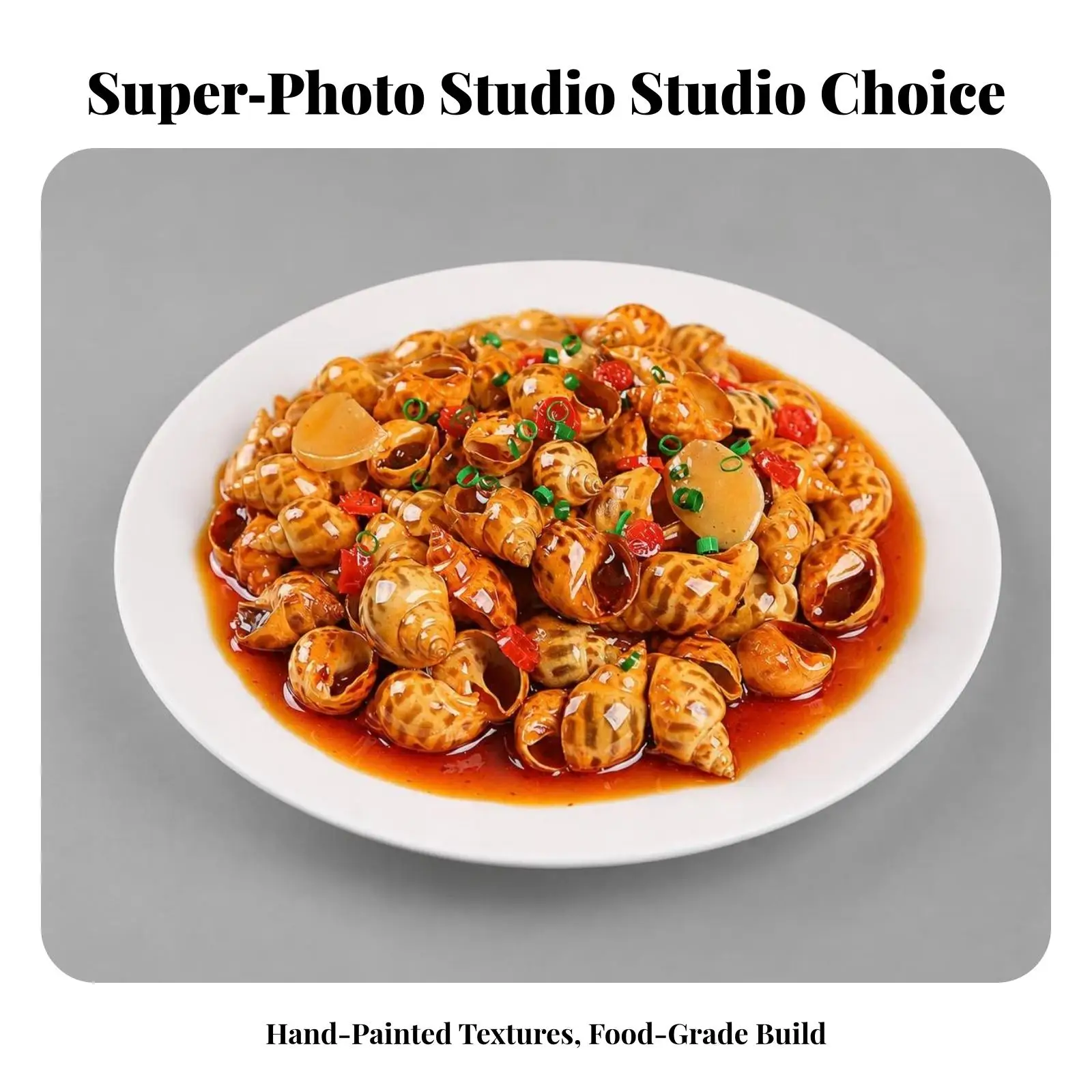 Detailed Spicy Snail Dish Replica Artificial Food Sample for Catering Display and Shop Window Decor