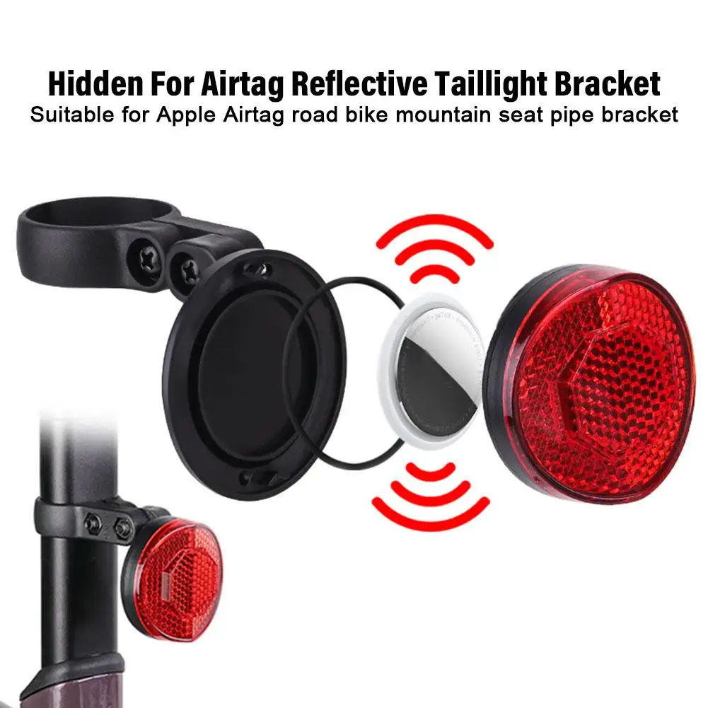 Bicycle Hidden Airtag Positioning Anti-theft Reflective Taillight Bracket For Apple Airtag MTB Road Bike Seat Tube Bracket