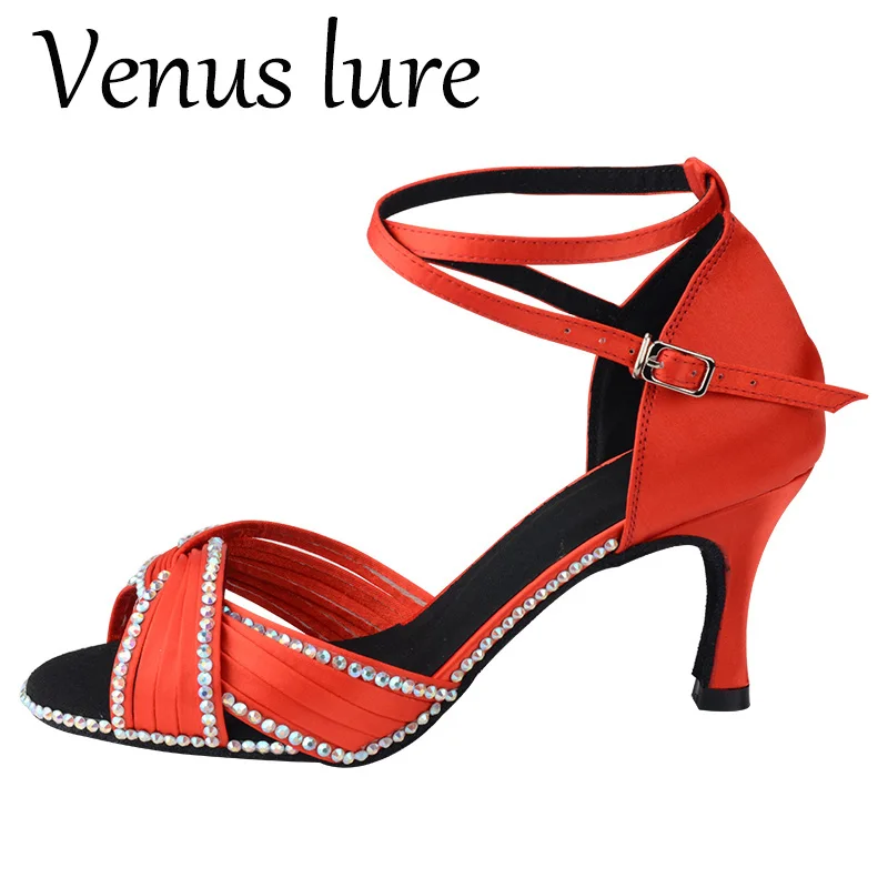 

Venus Lure Customized High Heel Ballroom Dance Sandal Red Crystals 7.5CM Free Shipping