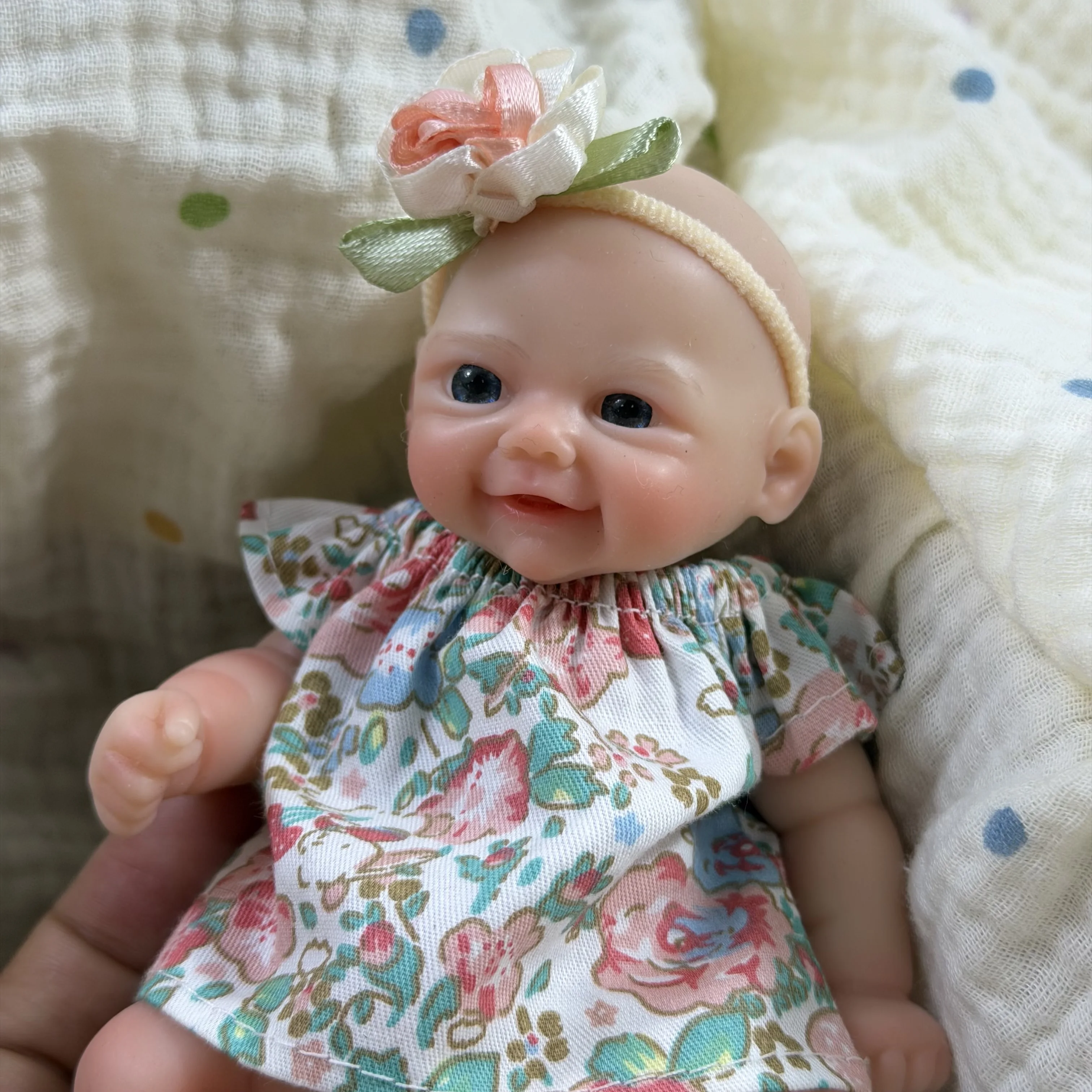 6 Inch Chubby Vivienne All Silicone Reborn Doll Lifelike Soft Solid Silicone Washable Doll Stress-relieving Toys