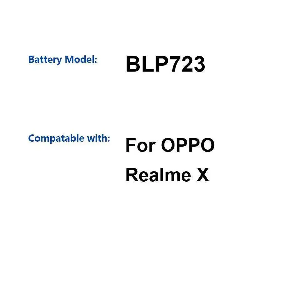

Mobile Phone Battery BLP723 For Oppo Realme X Reliable Replacement 3765Mah