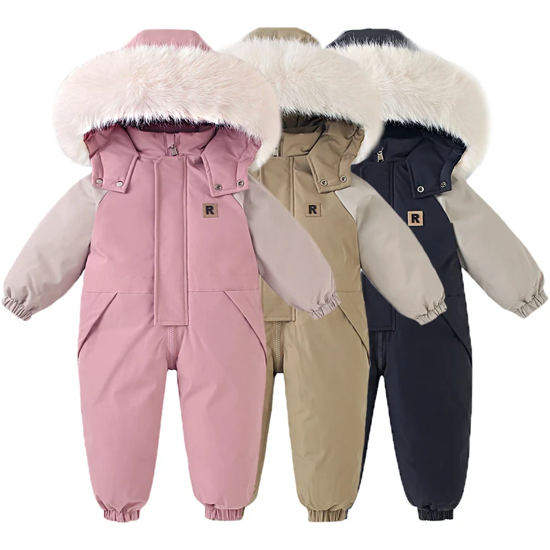 

Children Winter Coat New Fashion Baby Jumpsuit Warm Kids Ski Suit Waterproof Hooded Baby Clothing Set 1-5 Years