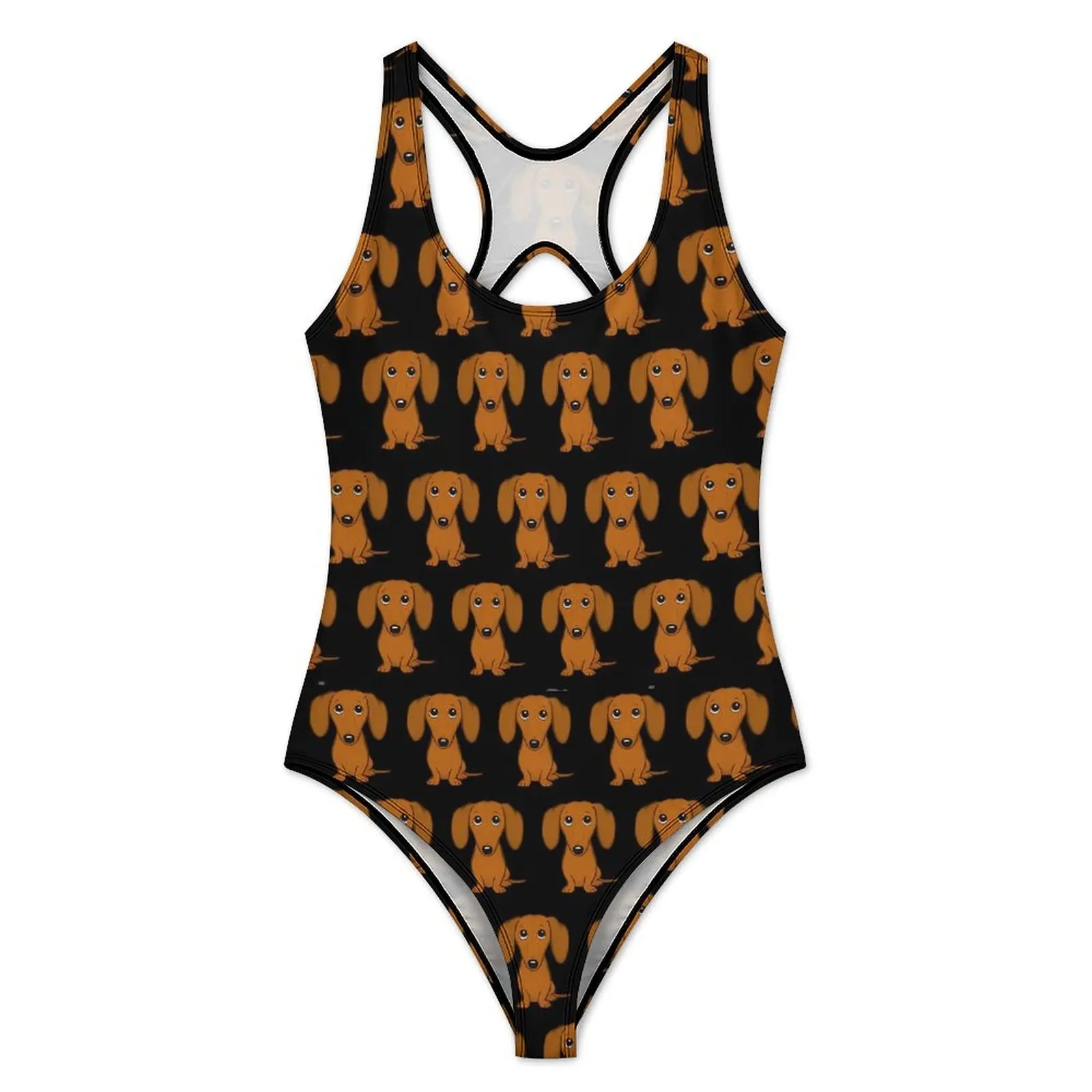 Dog Print Swimsuit Cute Dachshunds Swimwear One-Piece Fitness Swimsuits High Cut Bathing Suits Ladies Push Up Sexy Beachwear