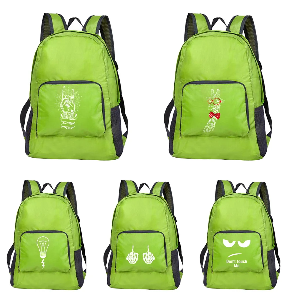 

New White Picture Printed Folding Hiking Bag Ultra-light Outdoor Cycling Travel Backpack Portable Folding Backpack