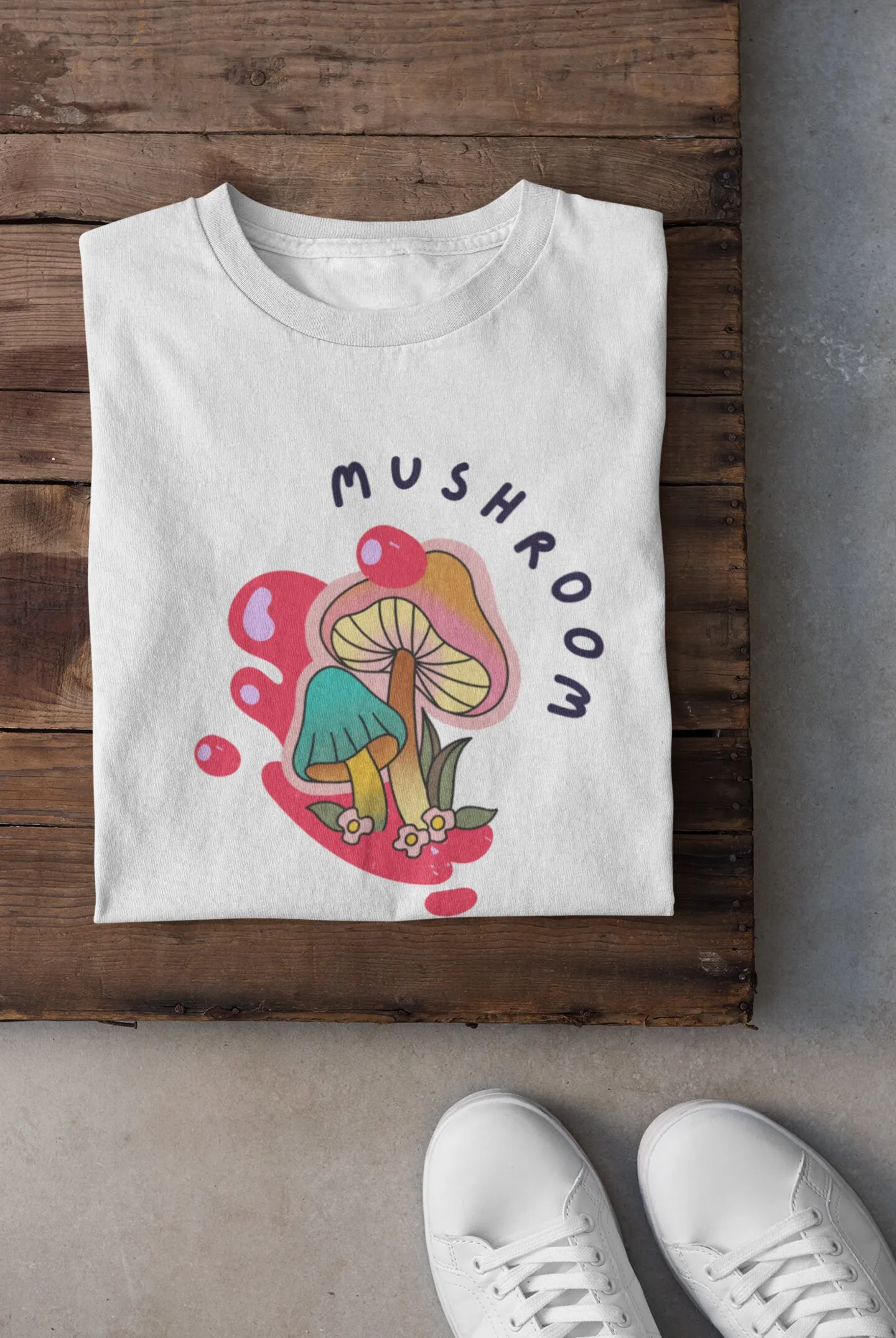 Mushroom Boho T Shirt Vintage Style Print Top Casual Cute Womens Mushrooms Fungi Flowers for Her