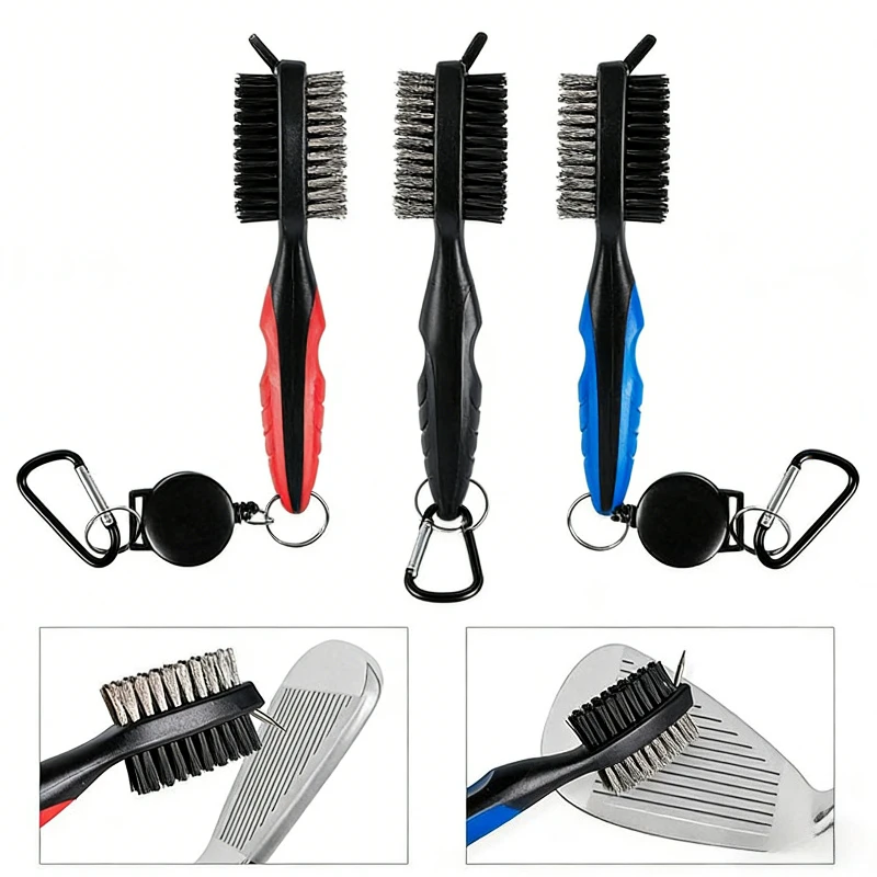 

Щетка для чистки клюшек для гольфа, щетка для очистки канавок клюшек, двусторонняя щетка для чистки гольф-клюшек, паттеров, веджей и мячей, аксессуары для гольфа