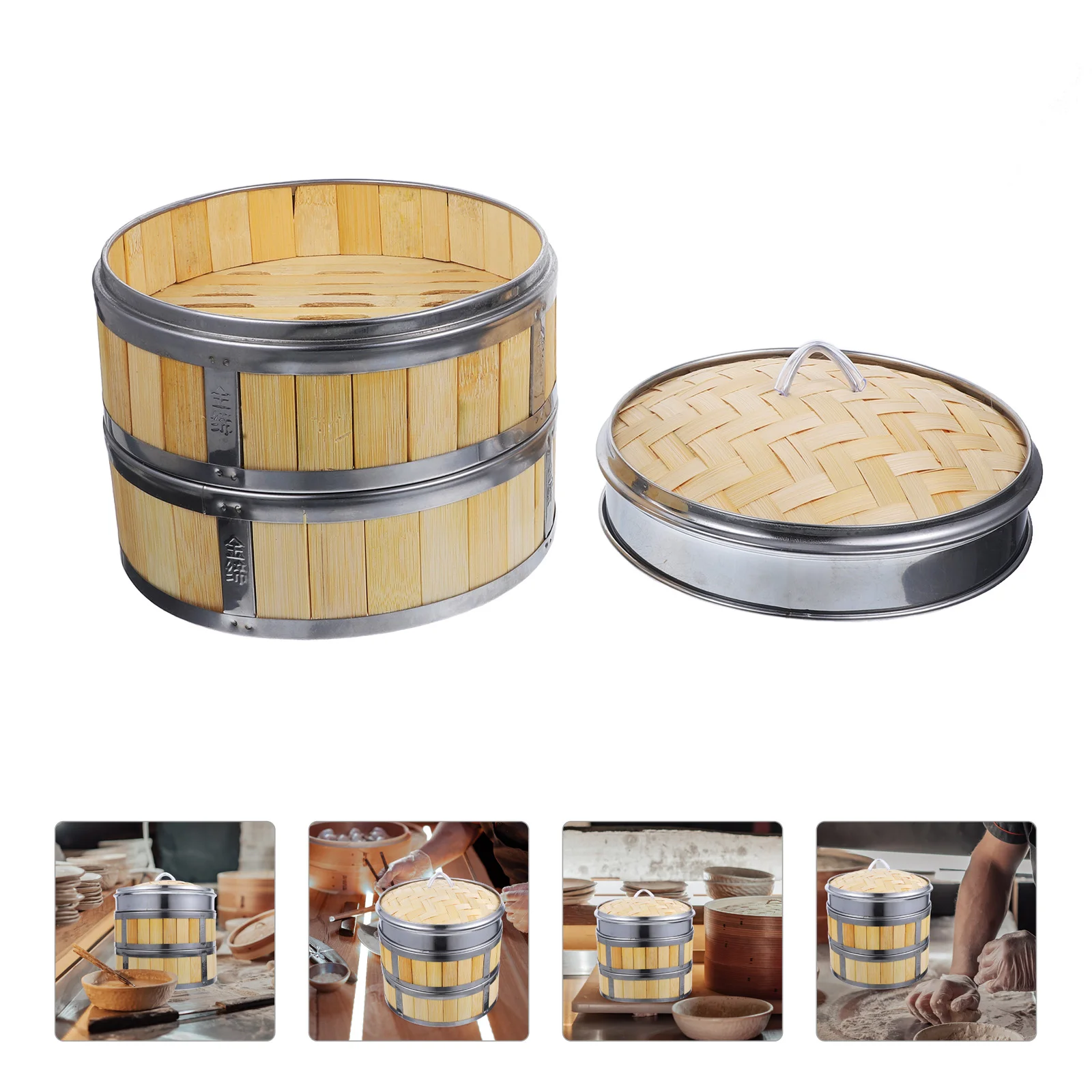 

Hair Steamer Long Bao Food for Cooking Bamboo 10 Inch Steaming Basket Dessert Liner