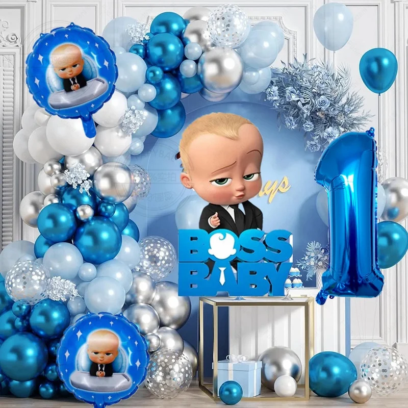 90pcs/set Boss Baby Theme Balloon Garland Arch Kit Newborn Baby Shower Foil Helium Balloon Kids Bluey Party Decorations Supplies