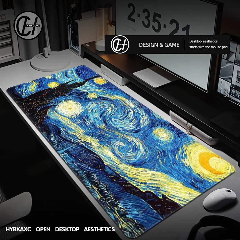 Van Gogh Oil Painting Mouse Pad Cute HD Desk Pad Extended Gaming Keyboard Mats Large 120x60cm XXL Gamer Mousepad