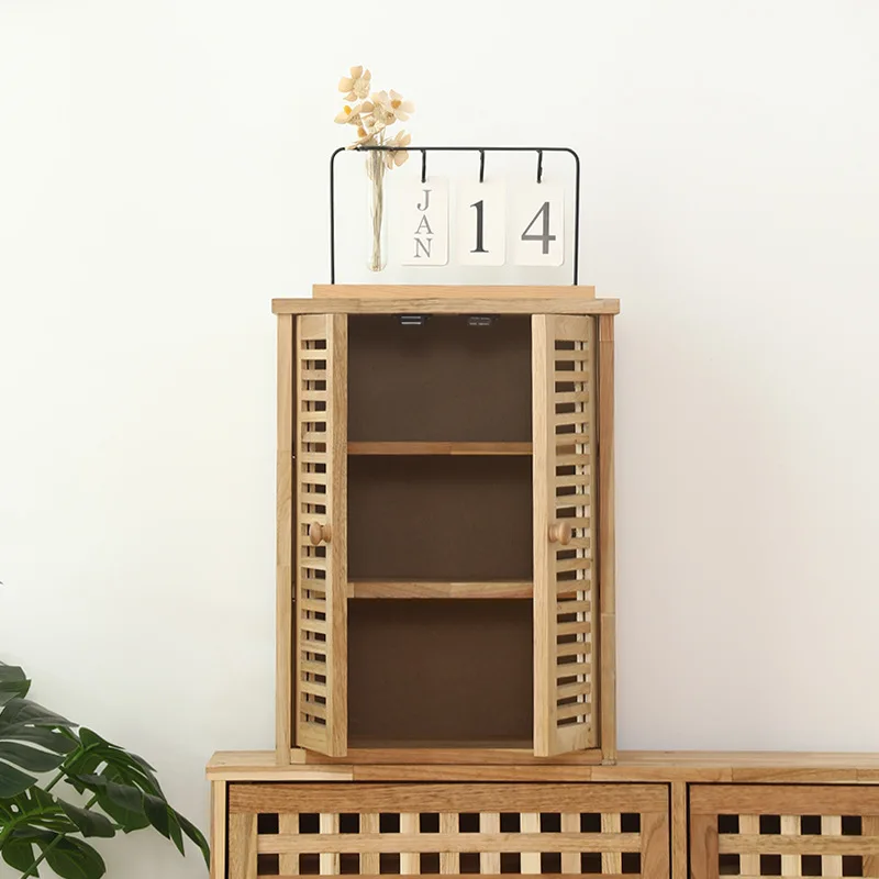 

Customized solid wood hanging cabinet, kitchen wall-mounted locker, double door bathroom, bathroom fresh storage balcony cabinet