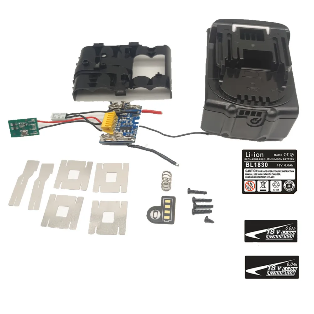 5S2P 18650 Battery Case Box Charging Protection Circuit Board For MAKITA 18V BL1830 3.0Ah 6.0Ah with LED Indicator Label