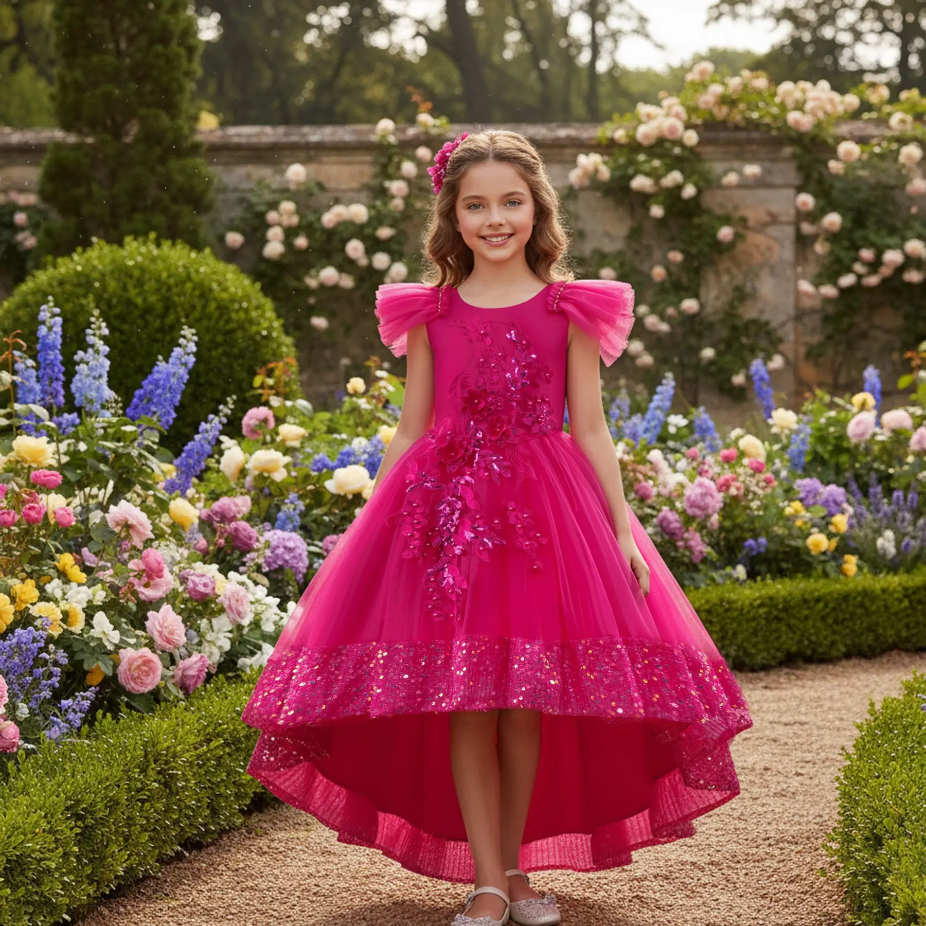 Festive Dress For Girl Sequins Princess Dress Birthday Party Gown Wedding Pageant Dress Teenagers Graduation Ceremony Dress