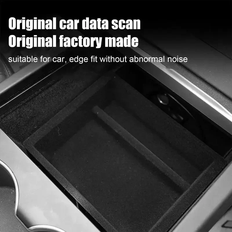 Scatola portaoggetti per bracciolo centrale auto per Tesla Model Y/3/3+ Highland 2024 Floccaggio Console centrale Vassoio Organizzatore Accessori