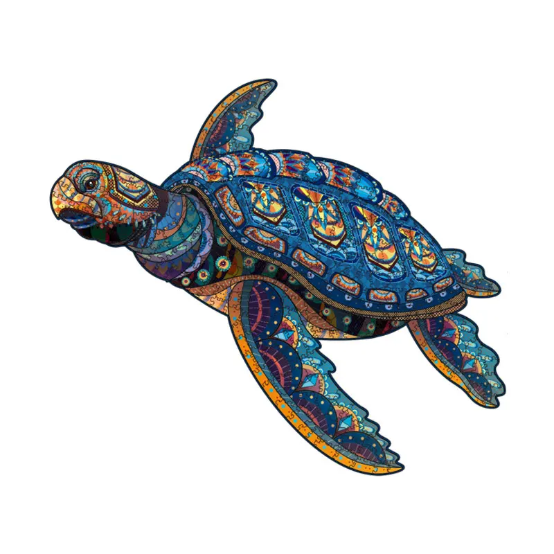 High Quality Wood Sea Turtle Jigsaw Puzzle Wooden Puzzles Adults Montessori Educational Toys Children Board Game Birthday Gift