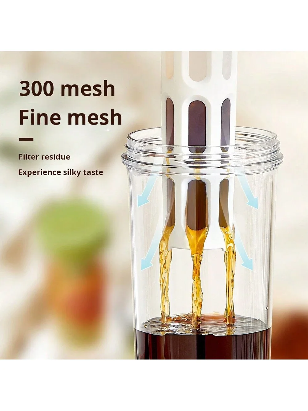 대용량 휴대용 냉추출 컵, 1L 여름 차 커피 직음용 컵 필터 포함, 냉장고에 냉장 가능