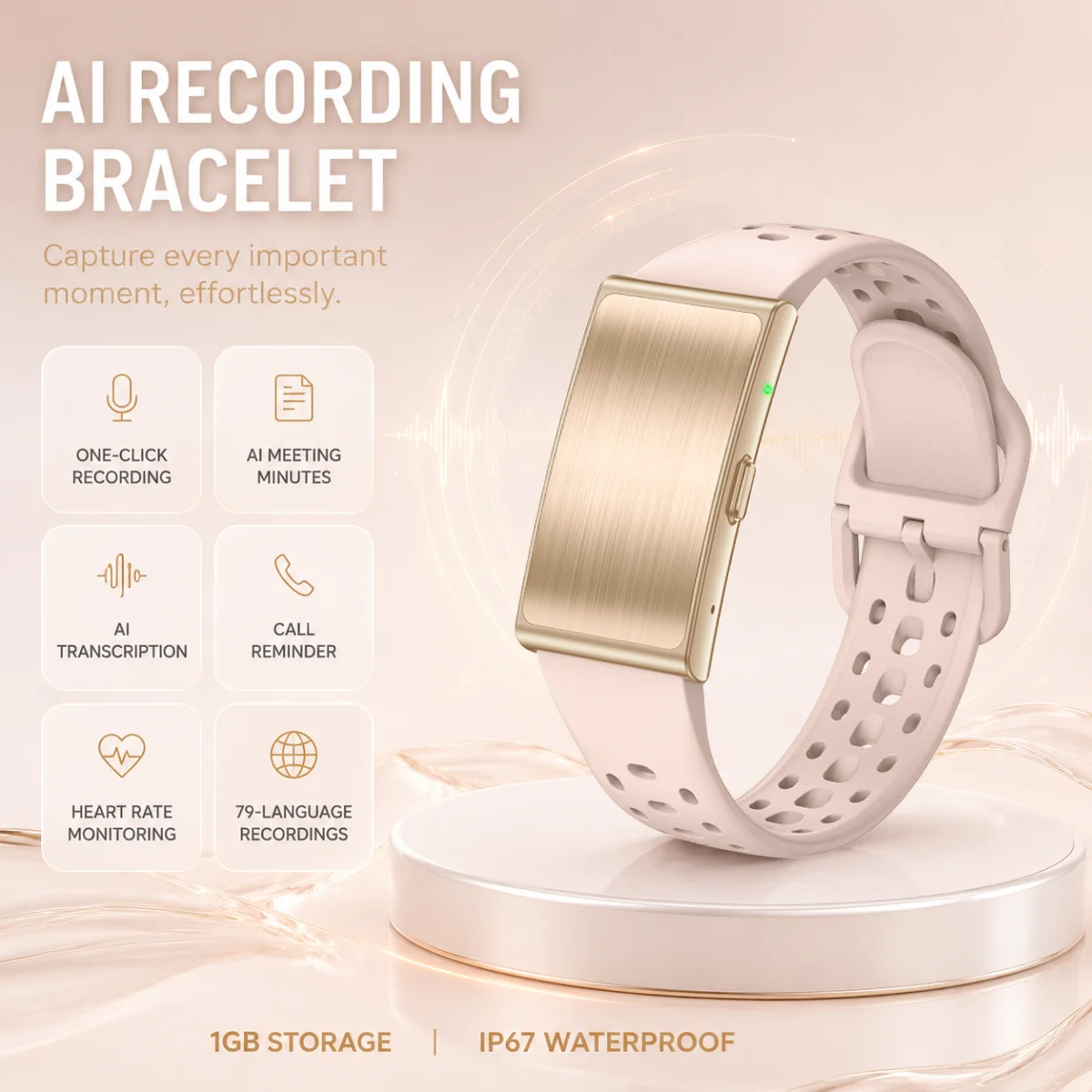 2026 Smart Band Women HRV Sport Fitness Tracker 1GB AI Meeting Recording Health Monitoring Smart Bracelet Women' Smartwatch Men