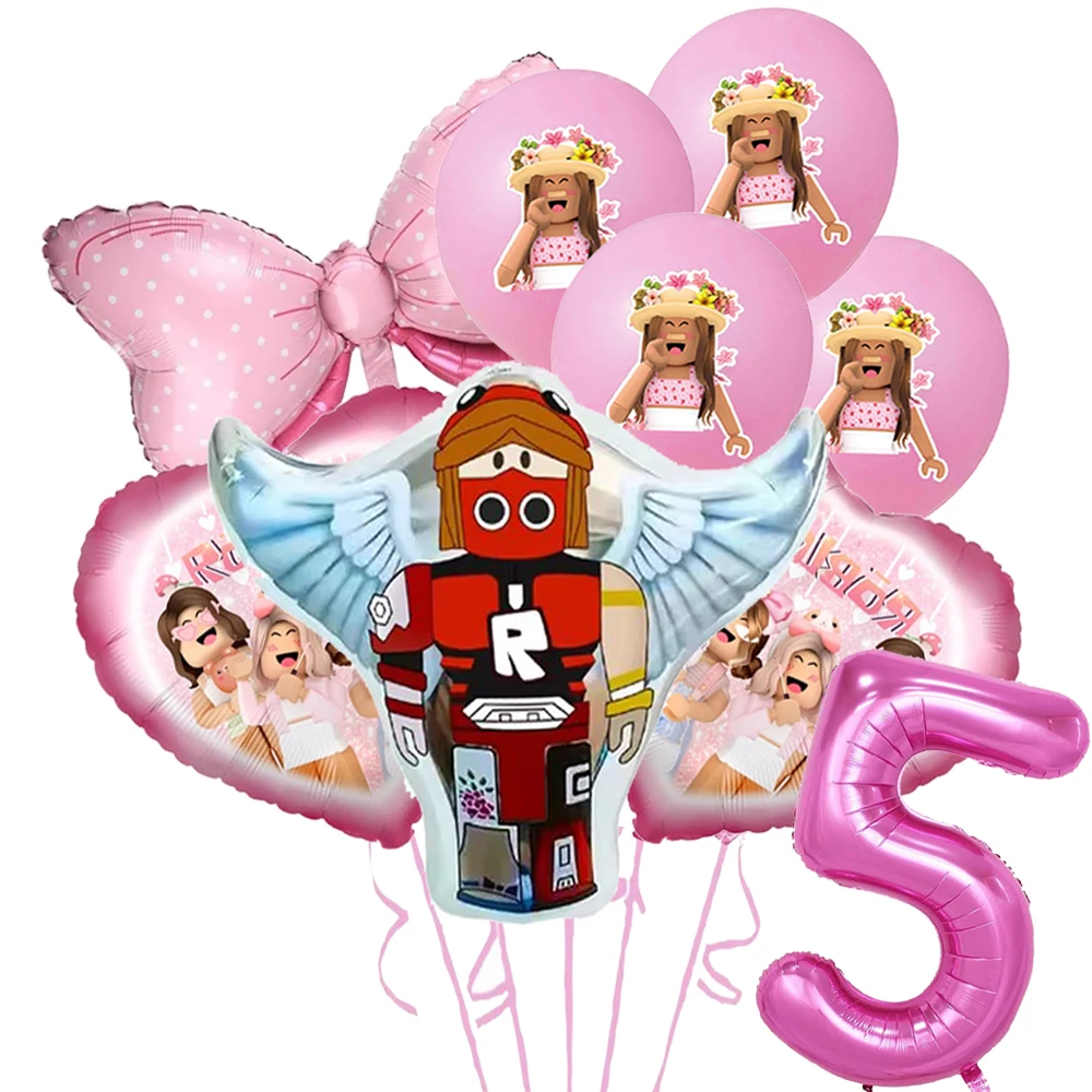 1 Set ROBLOX Palloncino Numero da 32 pollici Palloncini Foil 1st Bambini Rosa ROBLOX Tema Decorazioni per feste di compleanno Baby Shower Ragazza Forniture