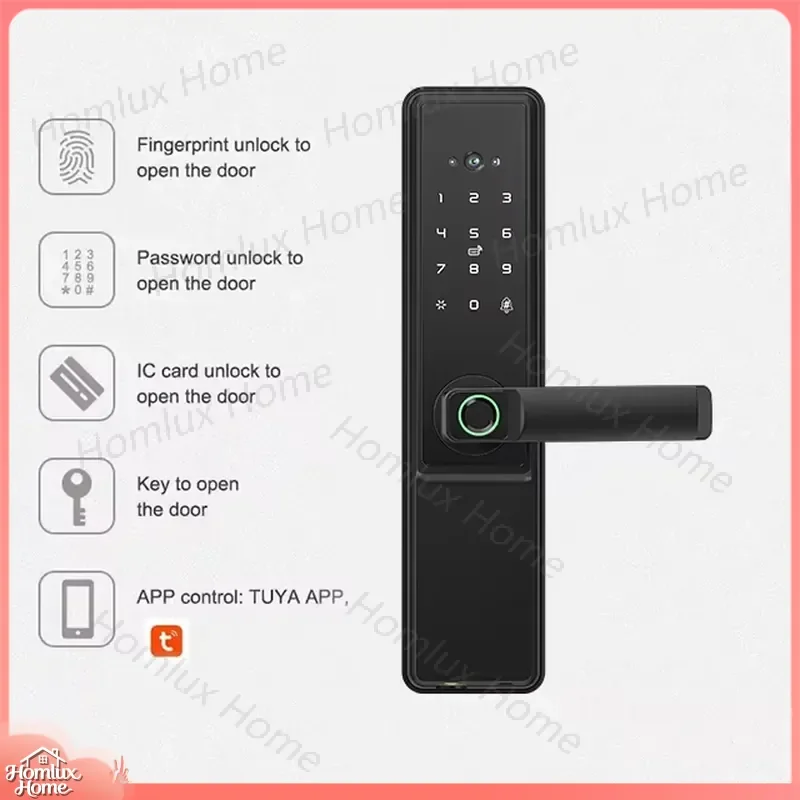 Classic Graffiti Fingerprint Password Door Lock with Remote Control 5050 Socket Type Camera for Wooden Doors Smart