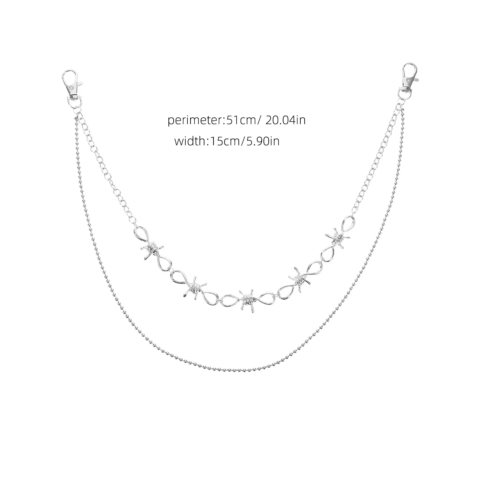 العصرية الهيب هوب الشرير شرابة الخصر سلسلة شوكة قلادة تصميم فريد دائم المعادن الجينز التنانير السراويل التبعي #3